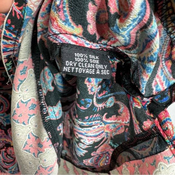 Tolani Deep V-Neck Silk Peasant Floral Print Tunic Top Oversize Silk Blouse 1X - Picture 9 of 10